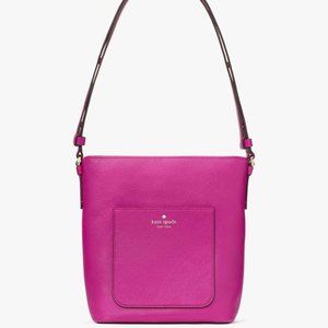 New Kate Spade Elsie Bucket Bag Pebbled Leather Baja Rose
